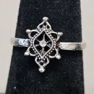 Mandala Sunburst Boho Silver Tone Ring